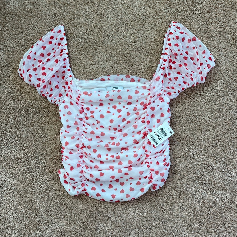 Heart Scrunch Top with puff sleeves